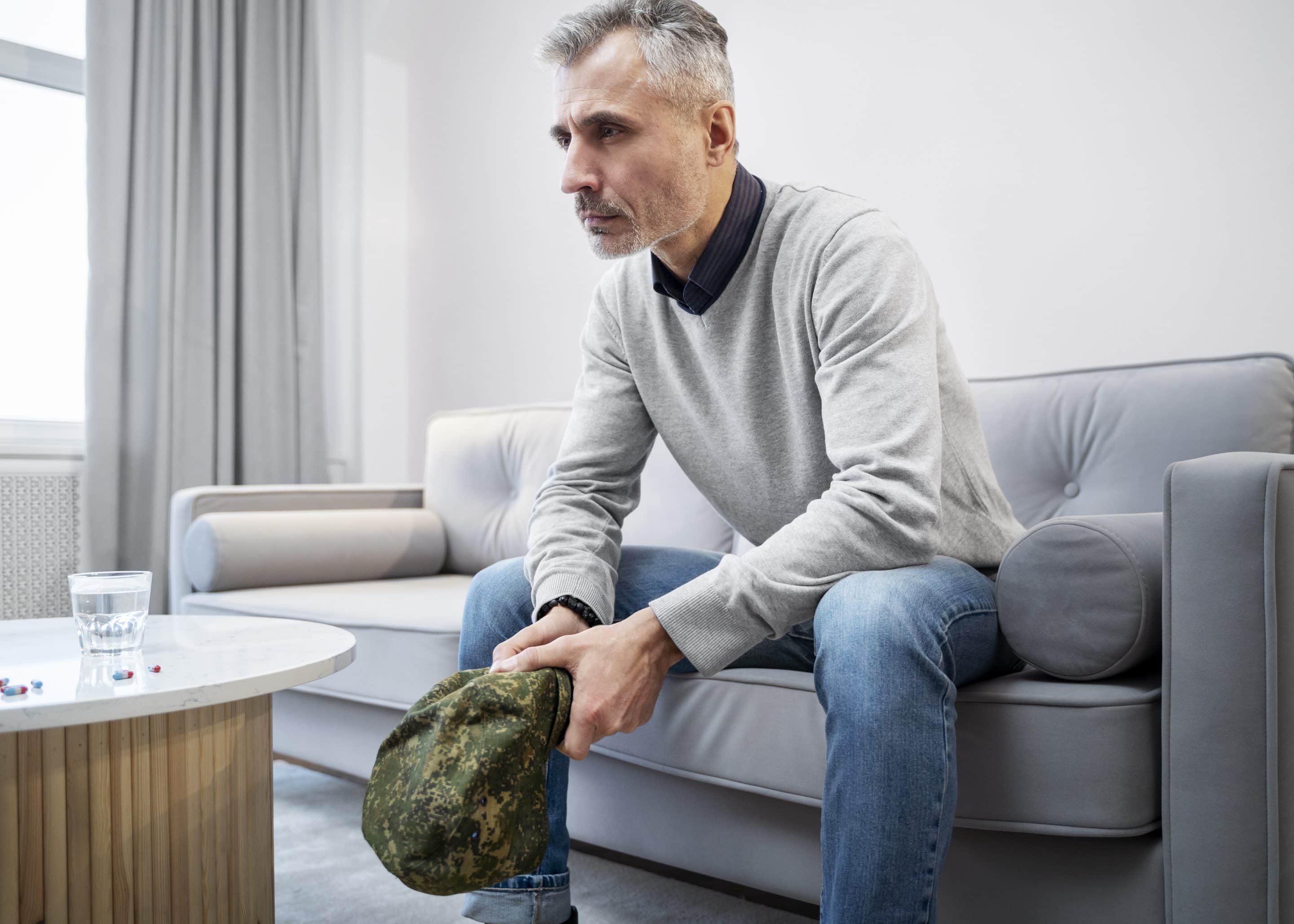 Man sitting on a couch worrying. PSA Test Explained